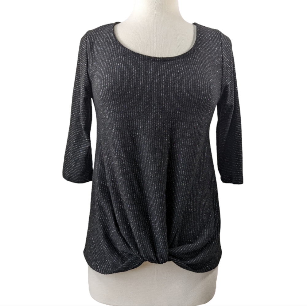 W5 Mid-lenth Sleeve Silver Striped Top Small